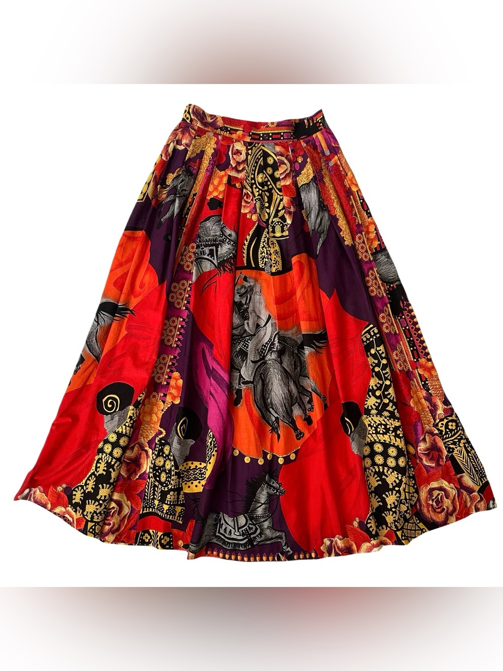 LAURÈL by ESCADA Vintage Vibrant Equestrian Maxi A-Line Skirt Size 2